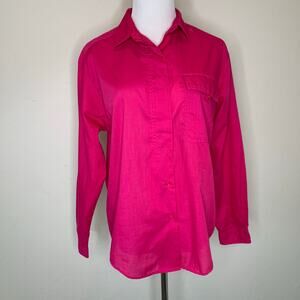 Cotton Blend Vintage Pink Button Up Blouse Medium